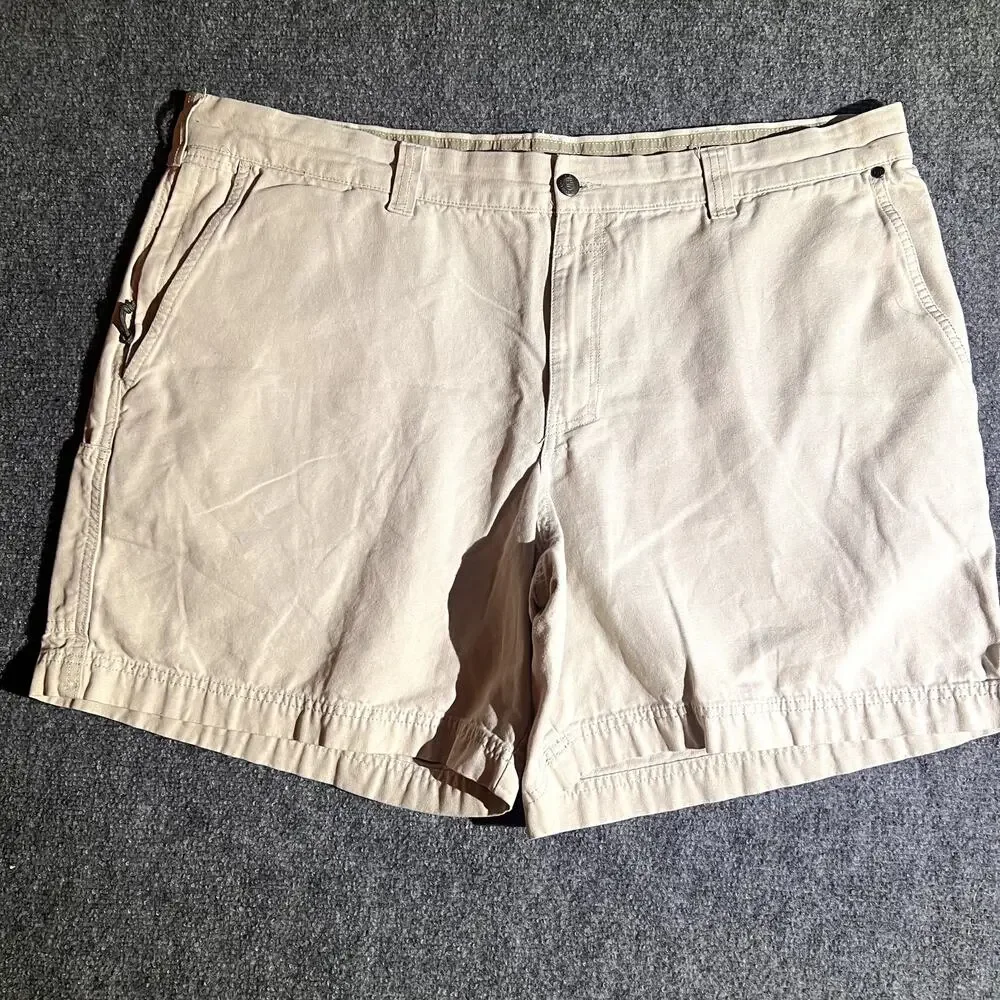 Columbia Mens Khaki Shorts 42 Beige Flat Front Casual Outdoor Hiking Cotton